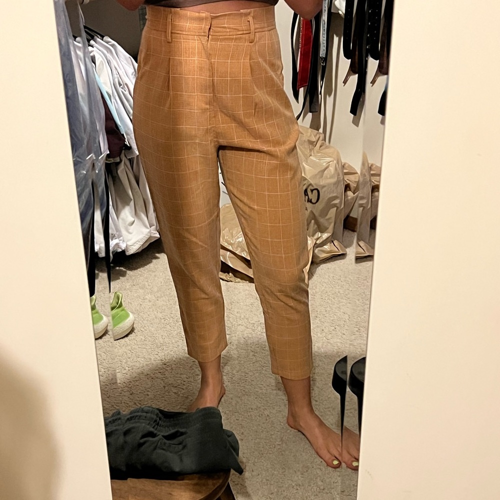 Orange plaid taper pants